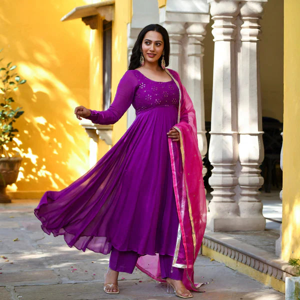 Anarkali Suit Set & Pant With Dupatta