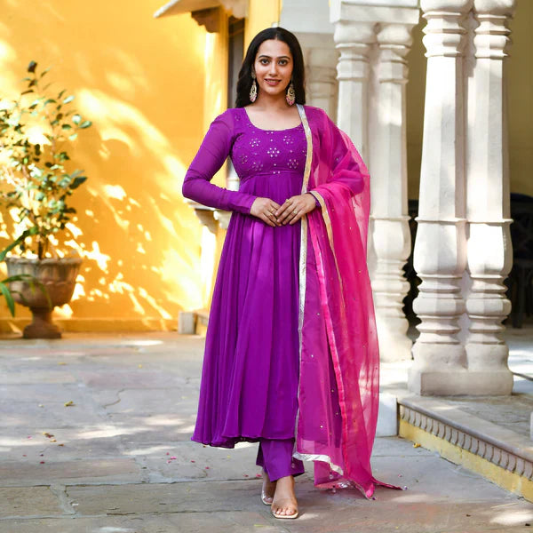 Anarkali Suit Set & Pant With Dupatta