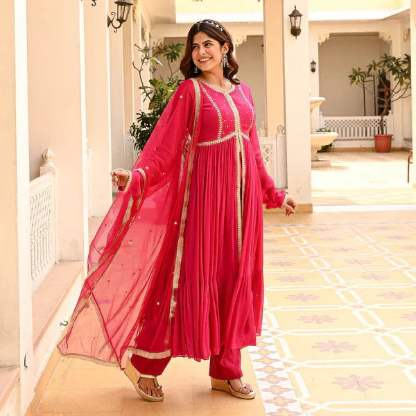 Anarkali Suit Set & Pant With Dupatta