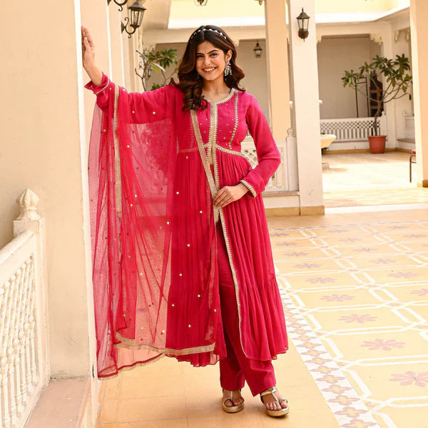 Anarkali Suit Set & Pant With Dupatta