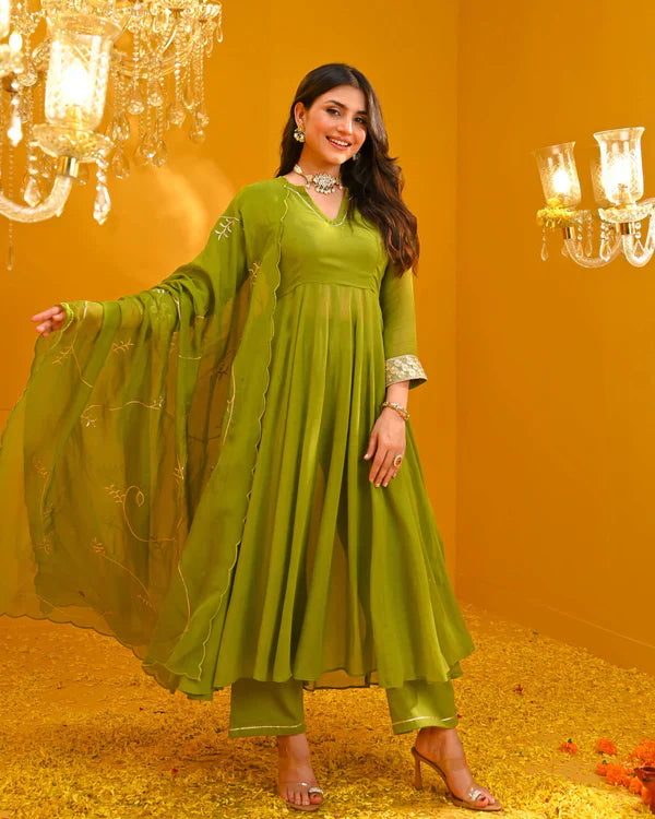 Anarkali Suit Set & Pant With Dupatta