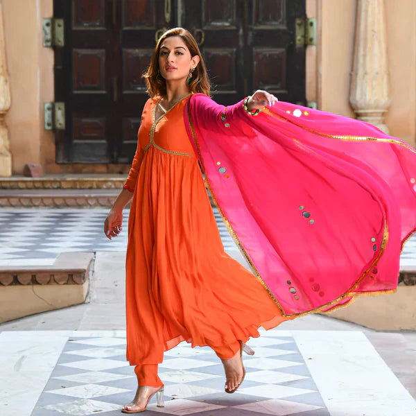 Anarkali Suit Set & Pant With Dupatta